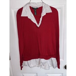 Lauren Ralph Lauren Vintage Shirt Womens Long Sleeve Collar Y2K Layered Size xl